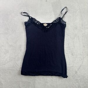Y2K DNA Couture Blue Lace Sheer‎ Floral Cami Tank Top Women's Size Medium